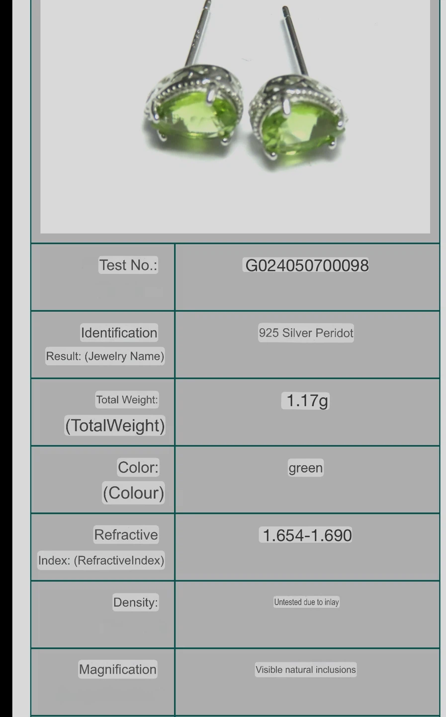 Natural Peridot S925 Silver Stud Earrings - photo 3