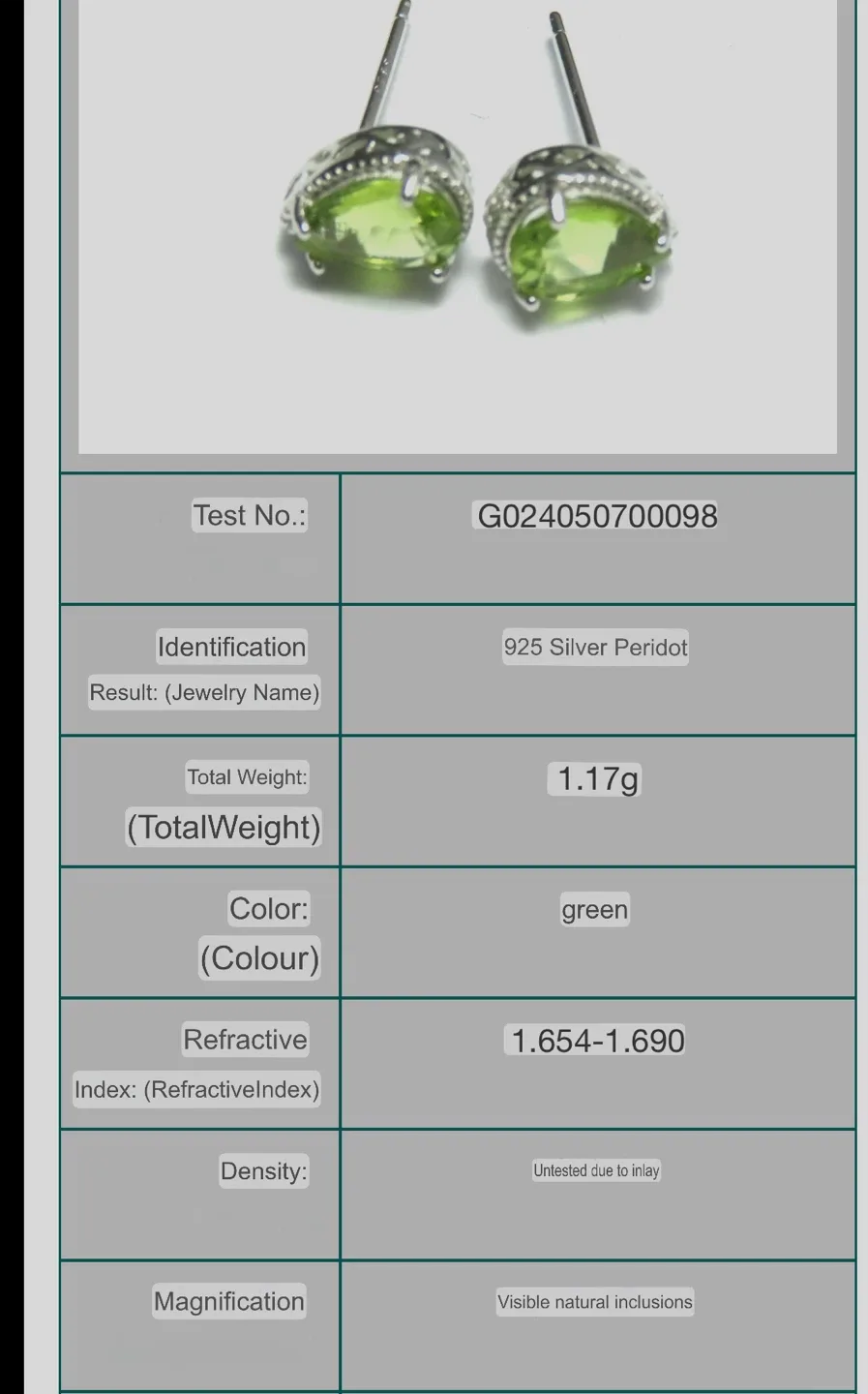 Natural Peridot S925 Silver Stud Earrings image indicator(3)