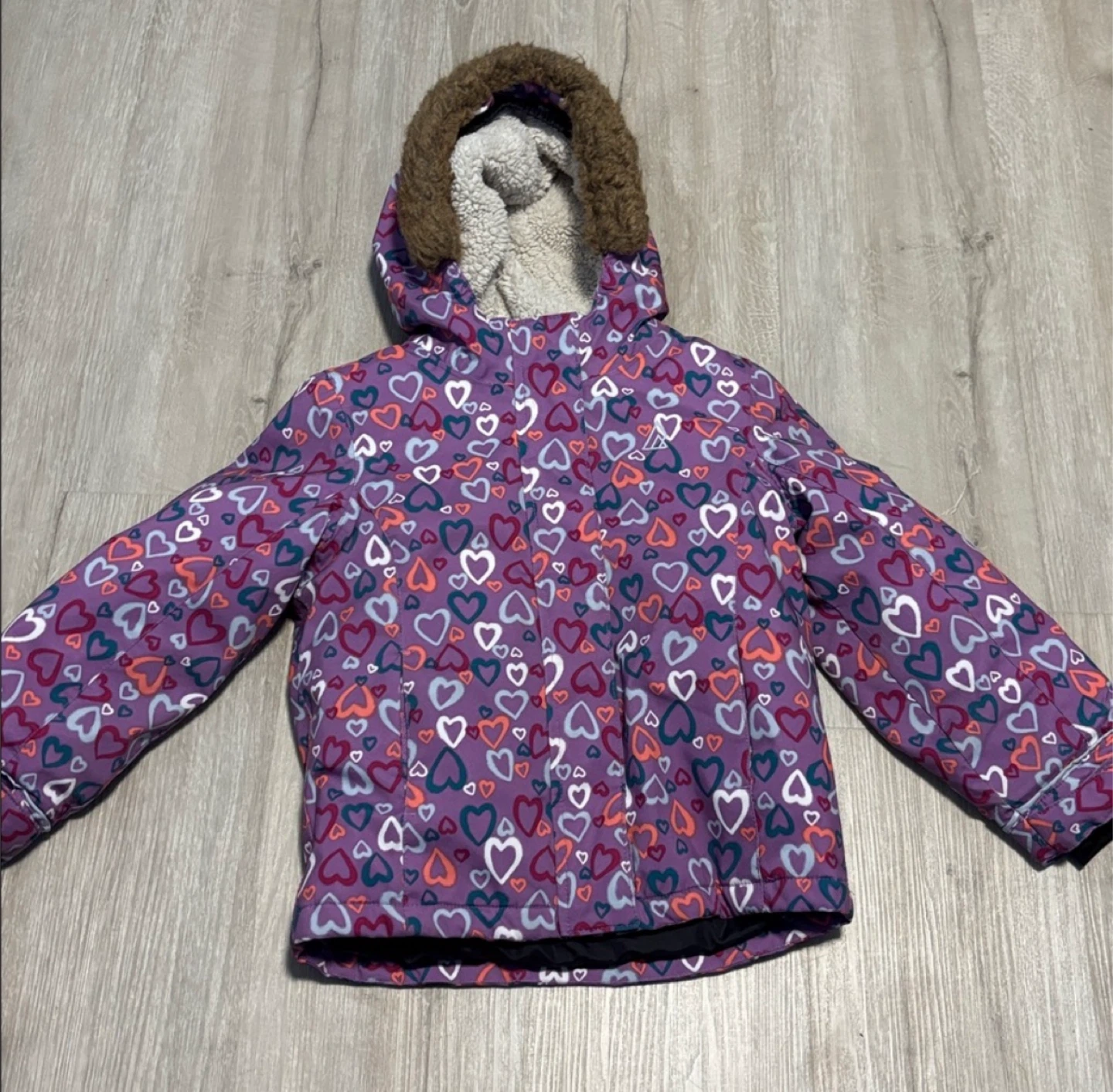 Ripzone Purple Kids' Puffer Jacket with Hearts size 6