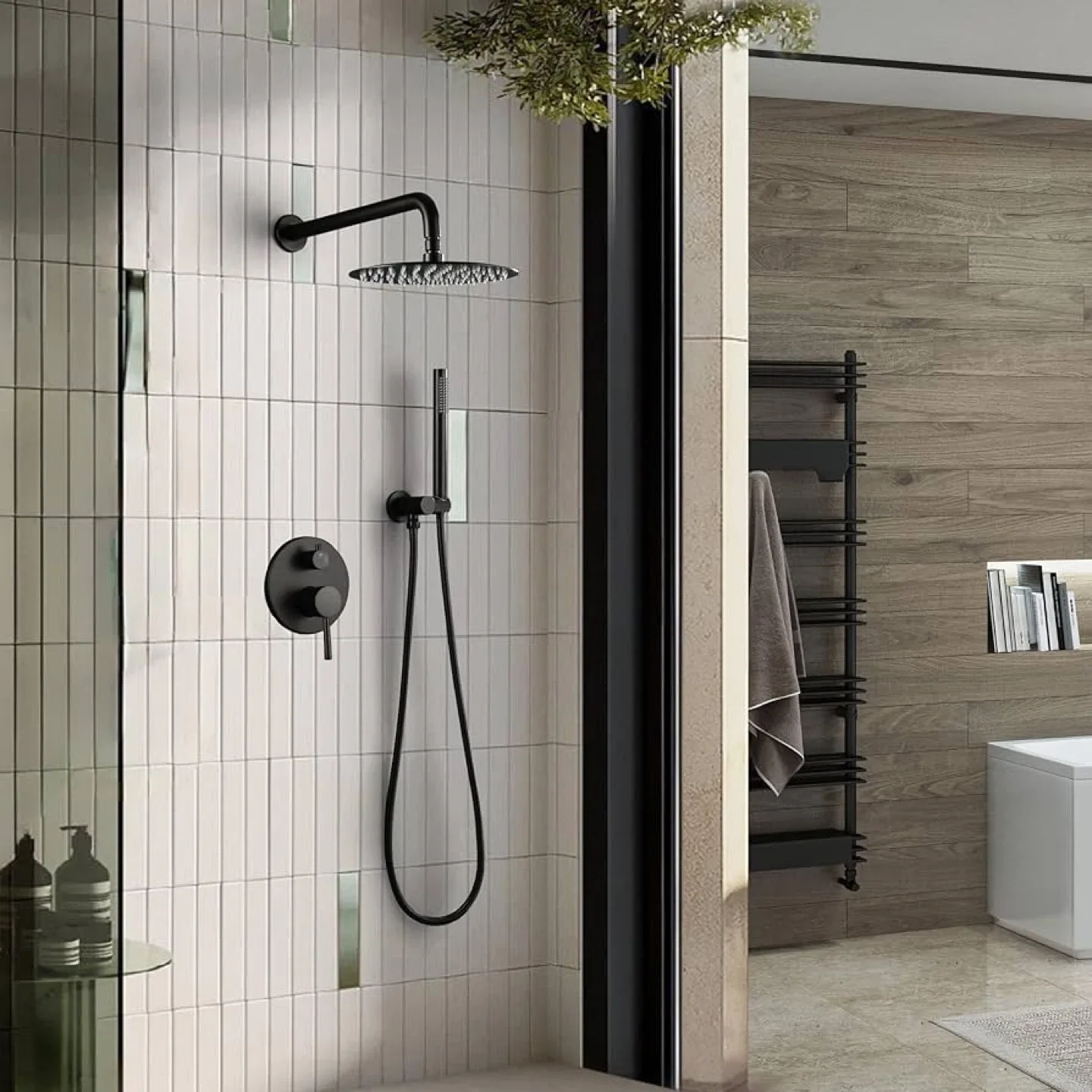 SMALIBUSS Matte Black Shower Faucet Set image indicator(6)