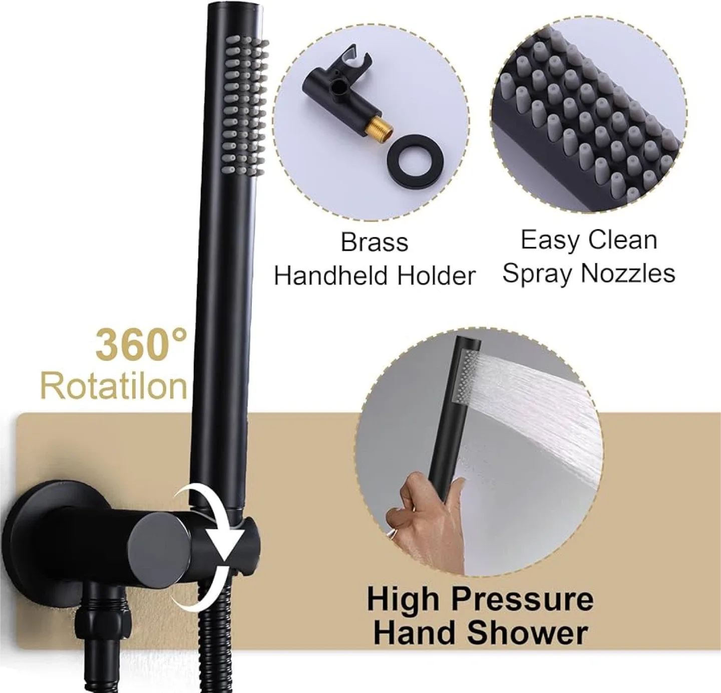 SMALIBUSS Matte Black Shower Faucet Set image indicator(5)