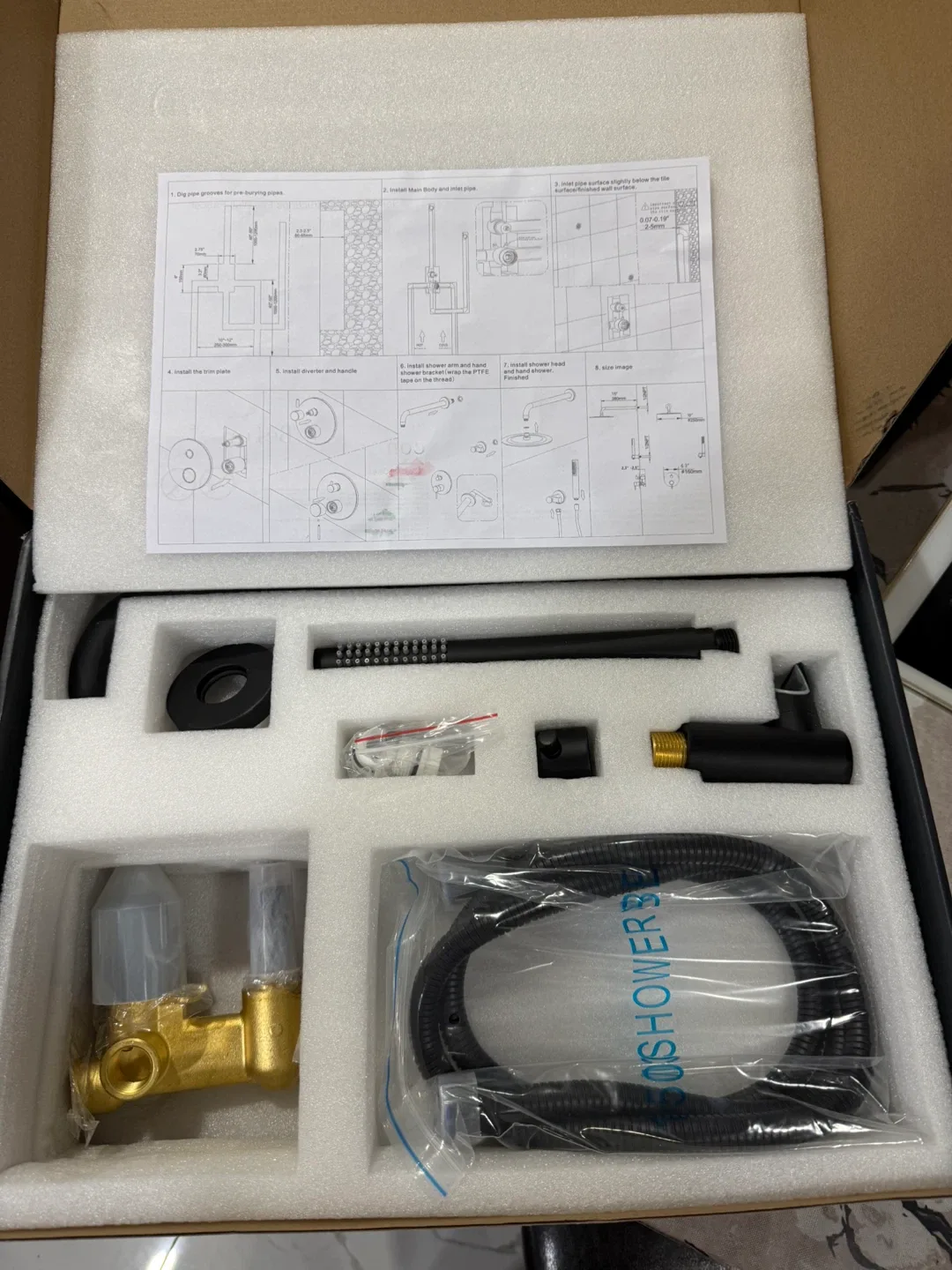 SMALIBUSS Matte Black Shower Faucet Set image indicator(8)