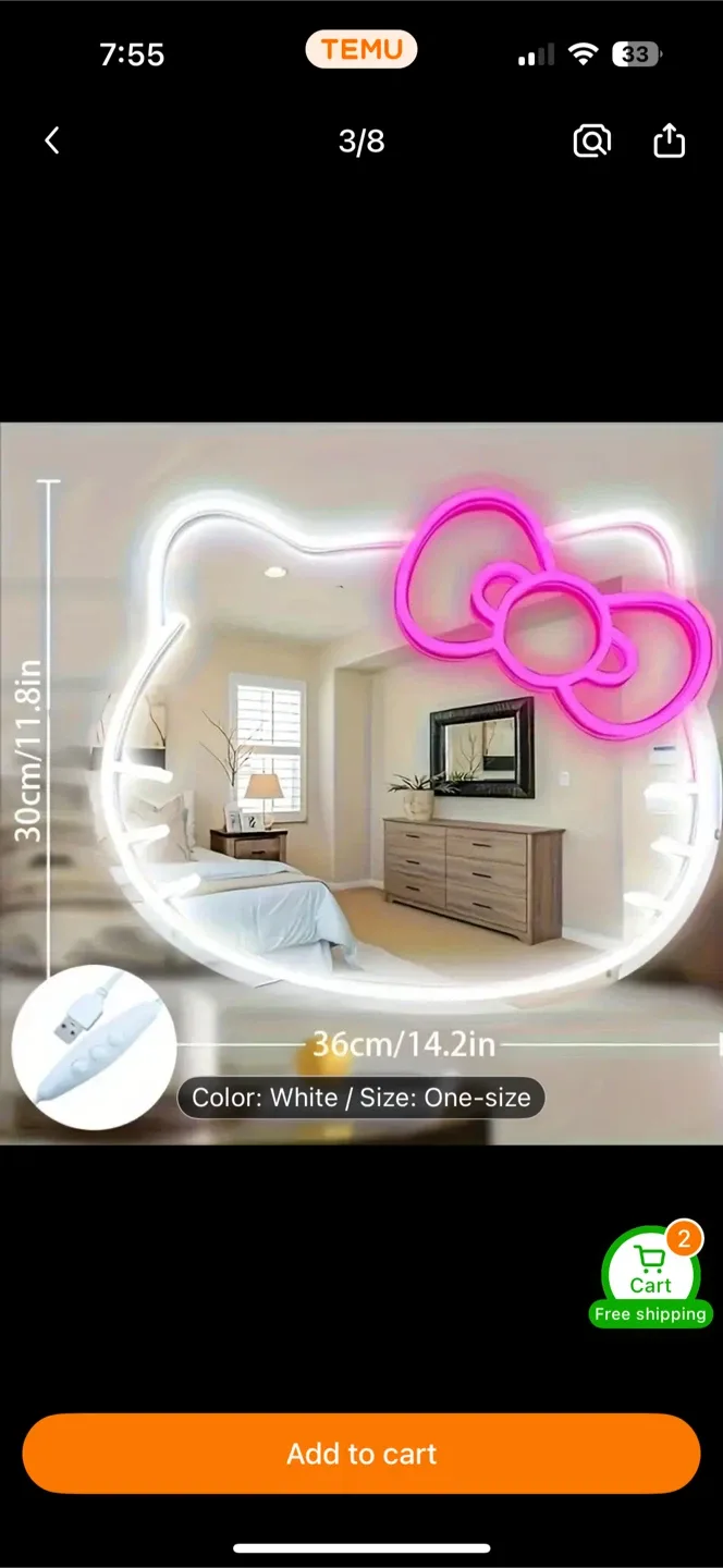 Hello Kitty Neon Mirror - White, image indicator(2)