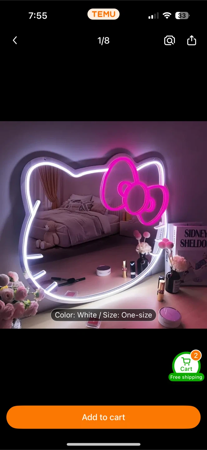 Hello Kitty Neon Mirror - White,