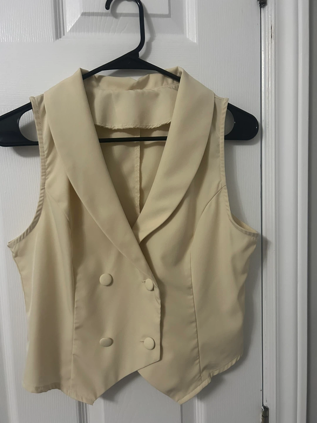 Beige Vest and Pleated Skirt Set