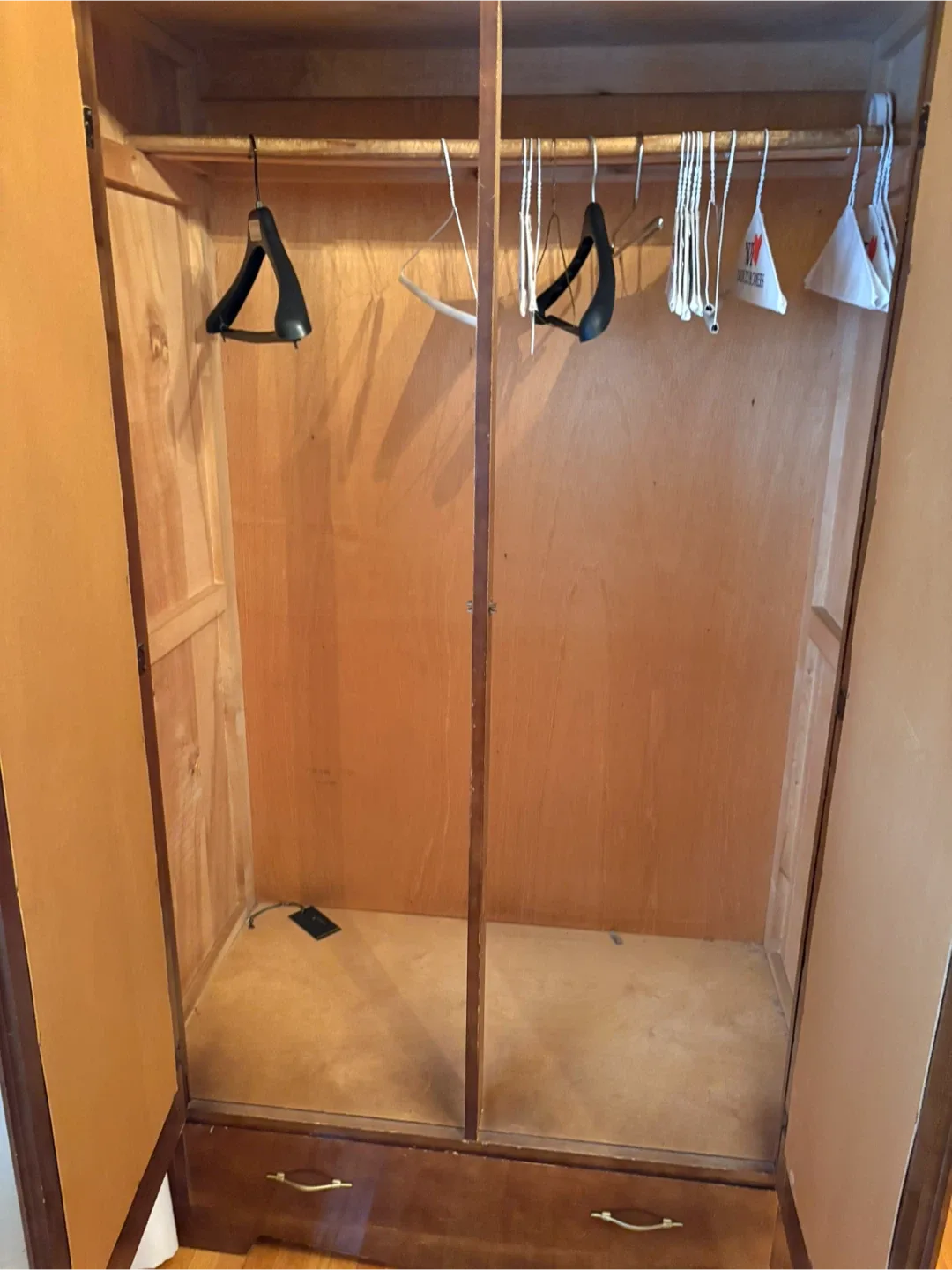 Vintage Wooden Armoire with Mirrored Doors image indicator(2)