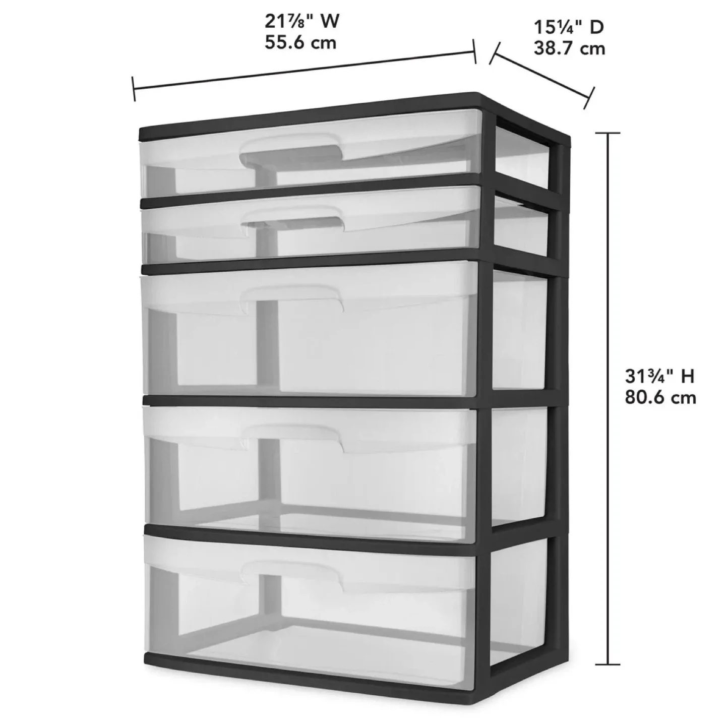 Sterilite 4-Drawer Wide Tower - Black image indicator(2)