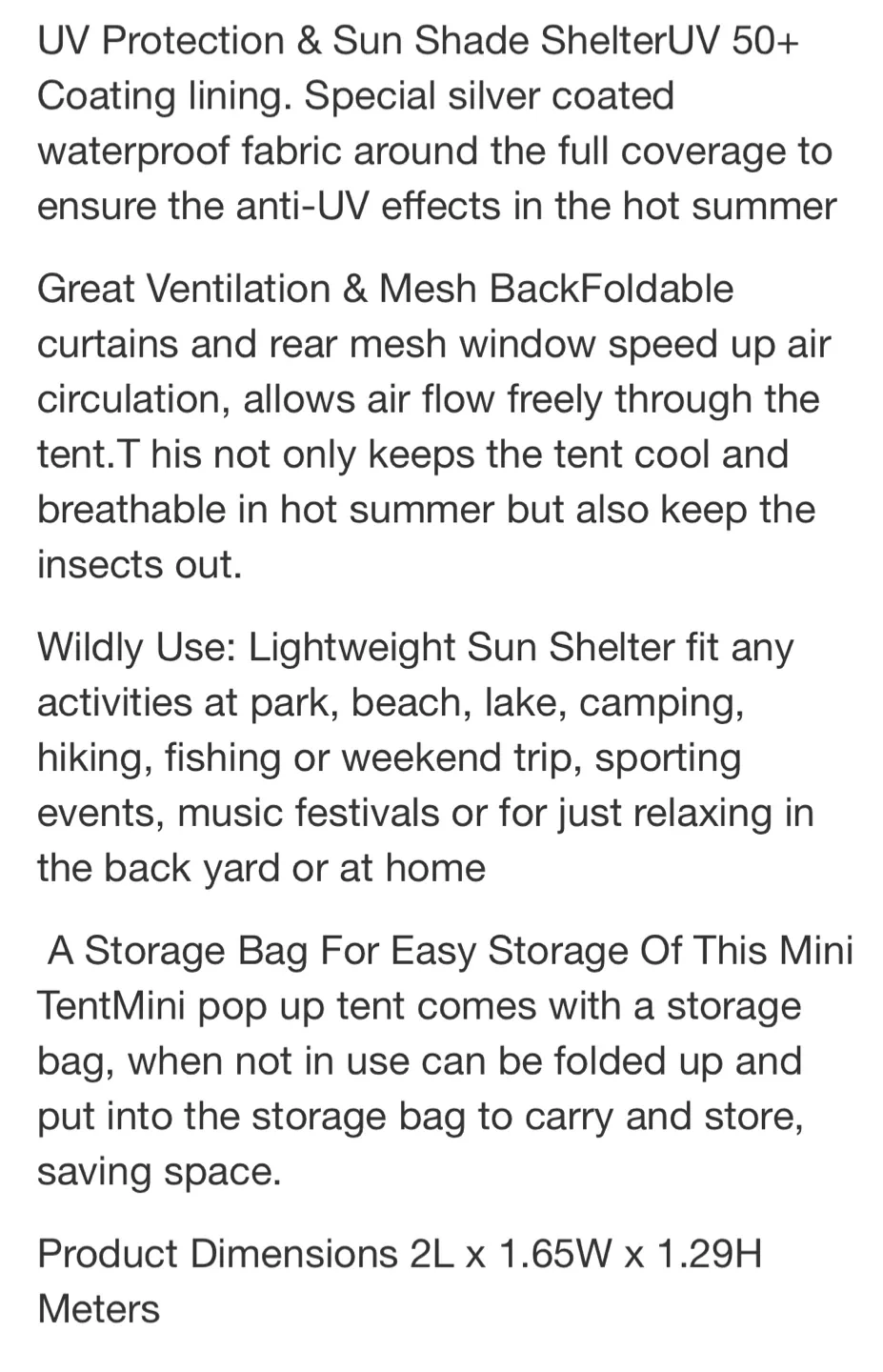 Vaslon Lightweight 3-4 Persons UPF 50+ Easy Pop Up Beach Tent image indicator(2)