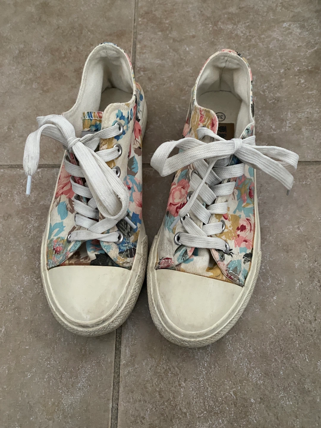 Floral Print Canvas Sneakers - Size 36