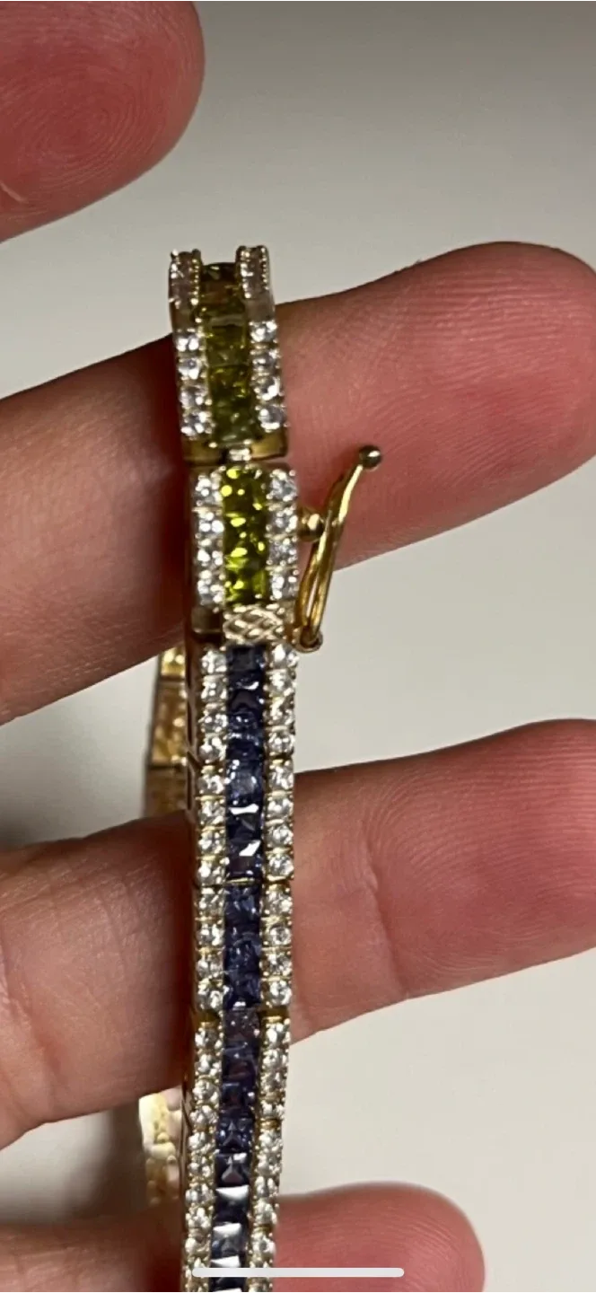 925 Silver Gold Plated Rainbow Tennis Bracelet image indicator(2)