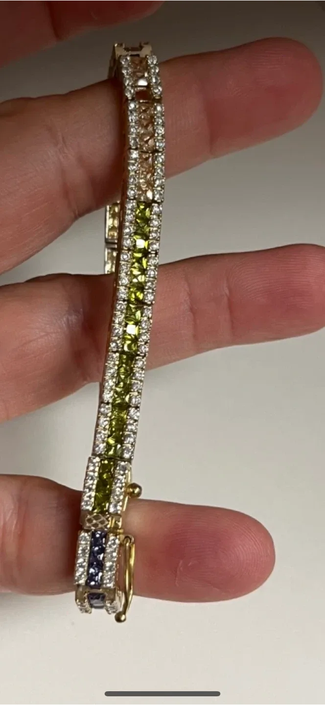 925 Silver Gold Plated Rainbow Tennis Bracelet image indicator(7)