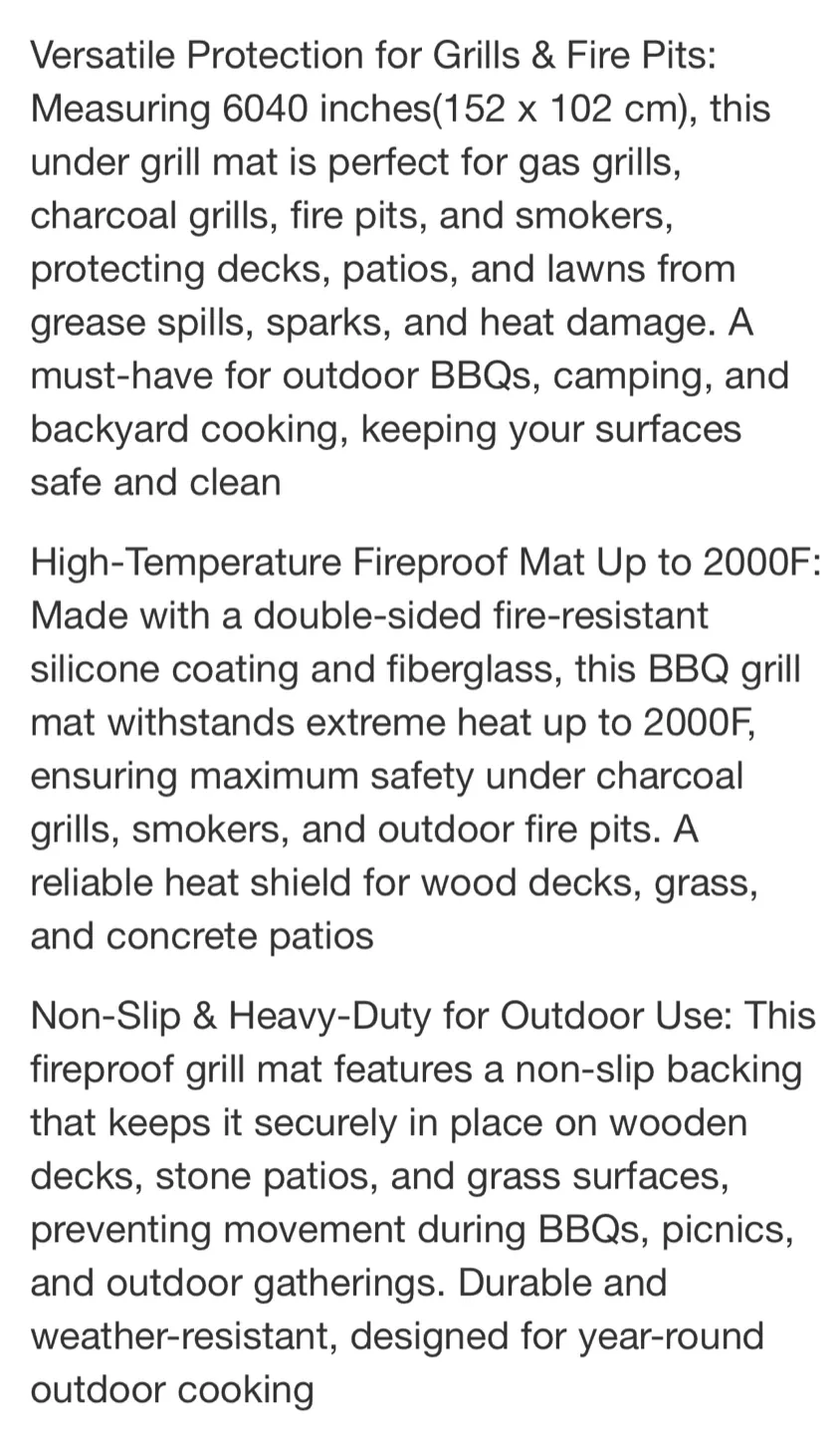 Epinovo Under Grill Mat for Outdoor Grill 60" x 40" Black image indicator(3)