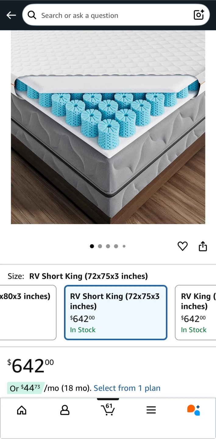 Dormeo RV Short King Mattress Topper, Relieving Octaspring Tech
