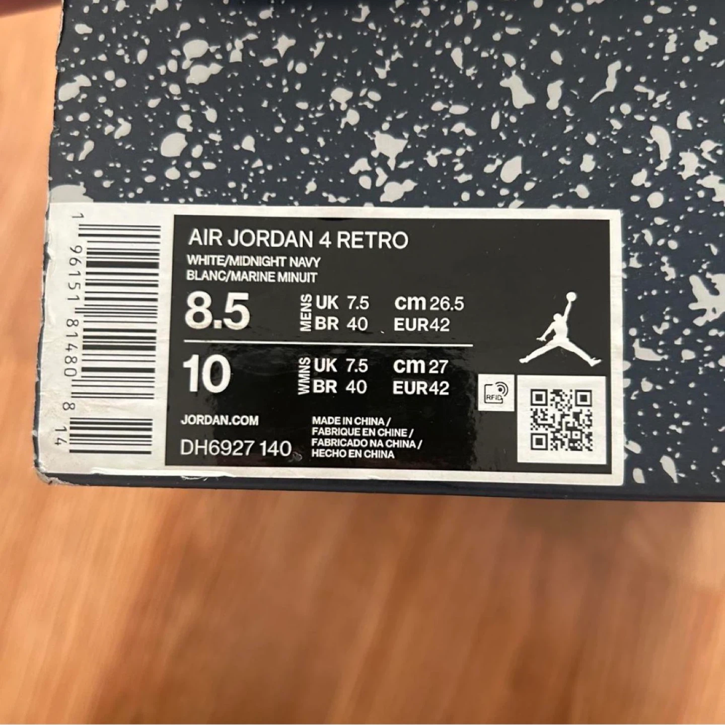 Air Jordan 4 Retro White/Midnight Navy - Size 8.5 - photo 2