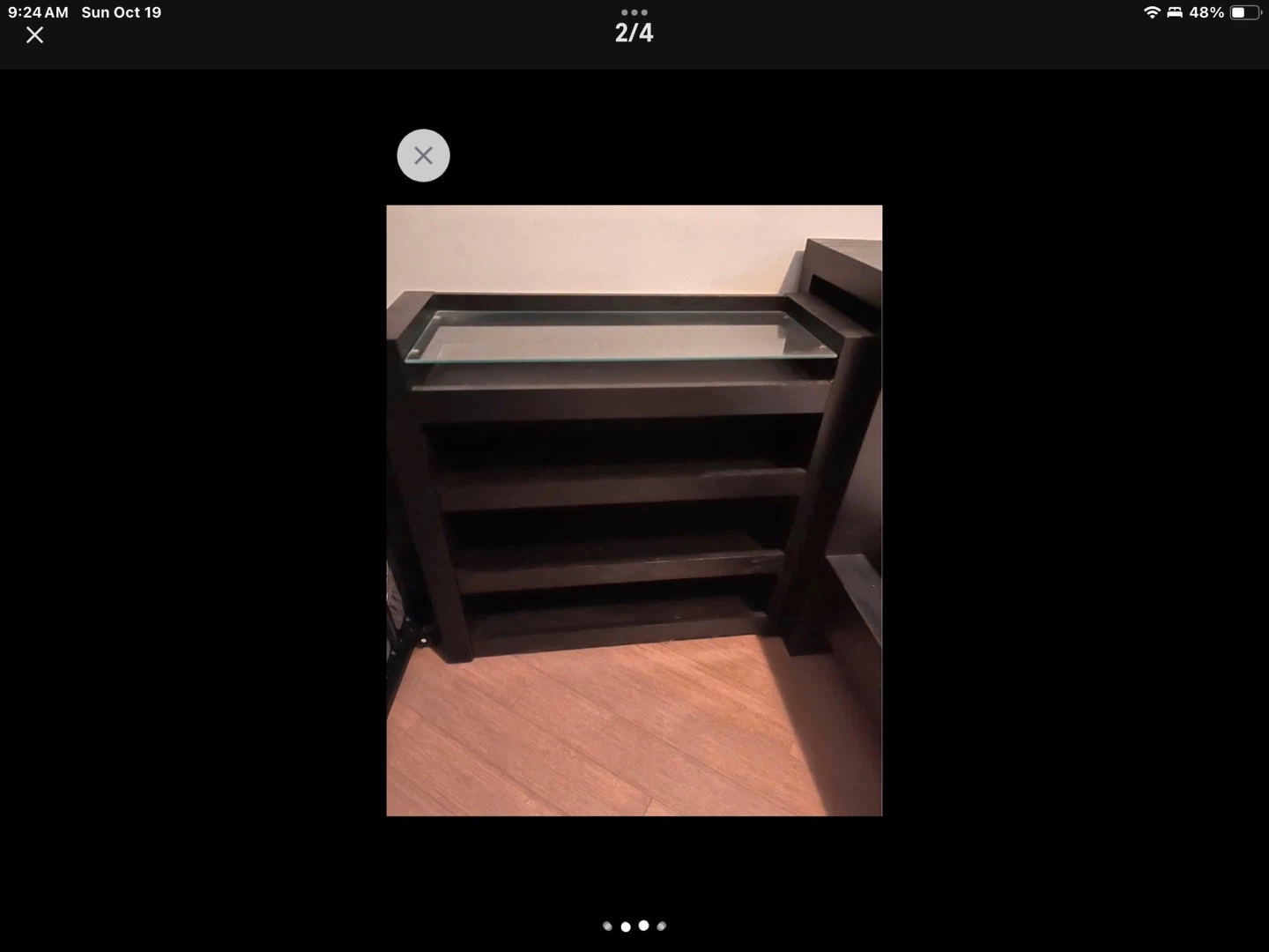 Dark Wood Bed Frame with back shelf and Side Tables - photo 2