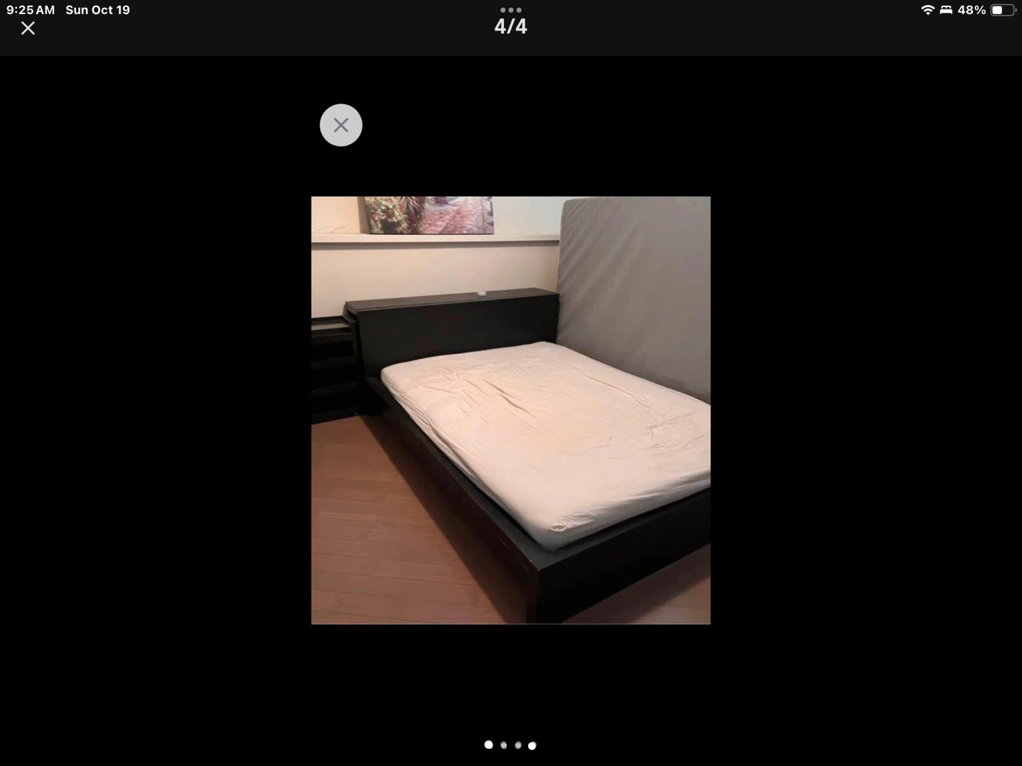 Dark Wood Bed Frame with back shelf and Side Tables - photo 4