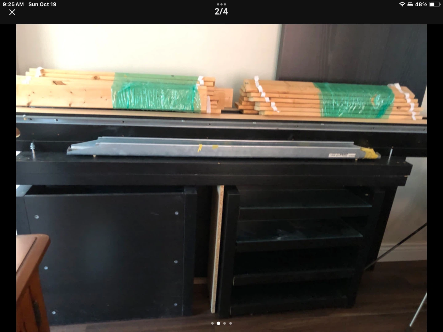 Dark Wood Bed Frame with back shelf and Side Tables - photo 5