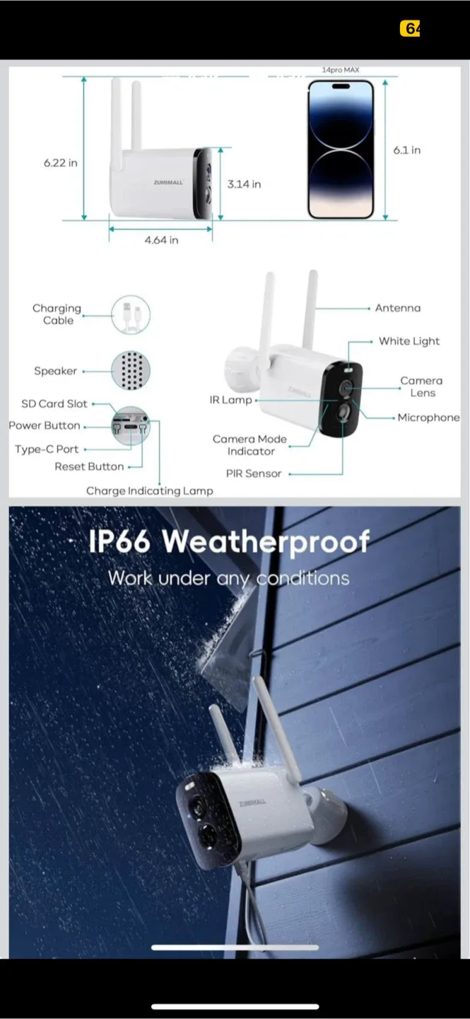 Zumimall Wireless Outdoor Security Camera image indicator(4)