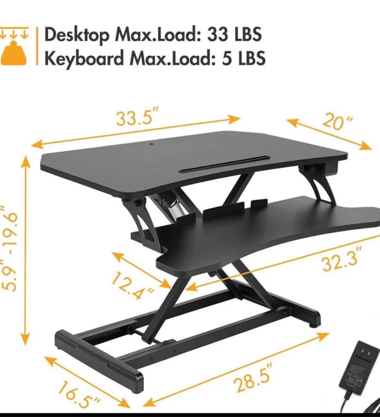 Black Adjustable Standing Desk Converter image indicator(3)