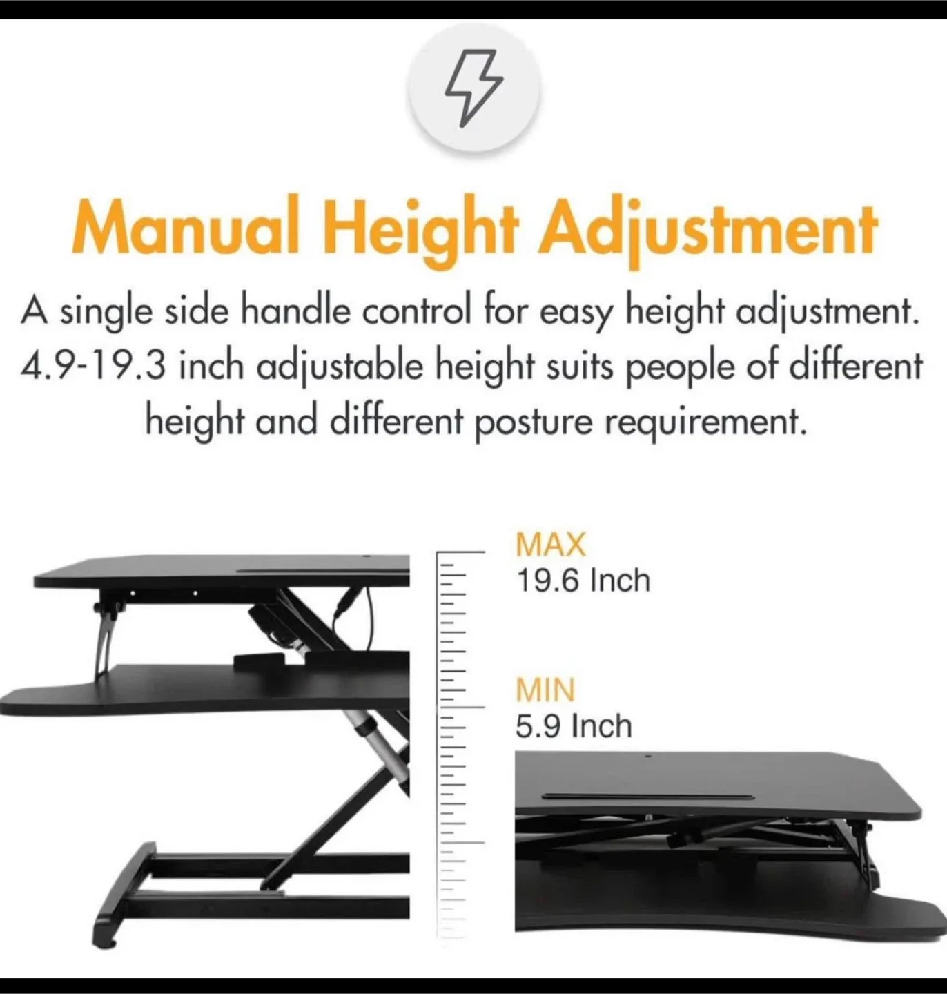 Black Adjustable Standing Desk Converter image indicator(2)