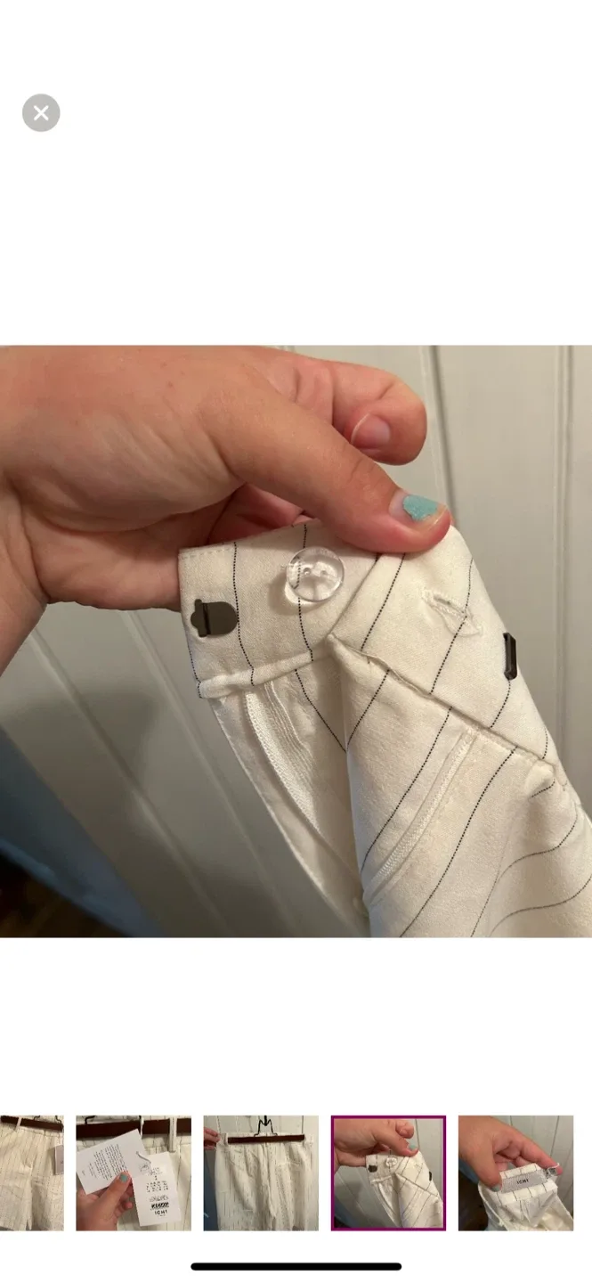 ICHI White Striped Shorts - Size 38 image indicator(5)