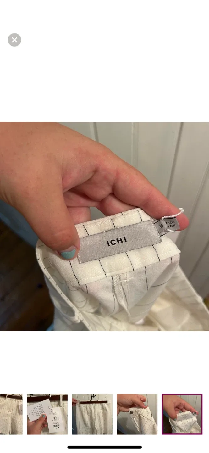ICHI White Striped Shorts - Size 38 image indicator(6)