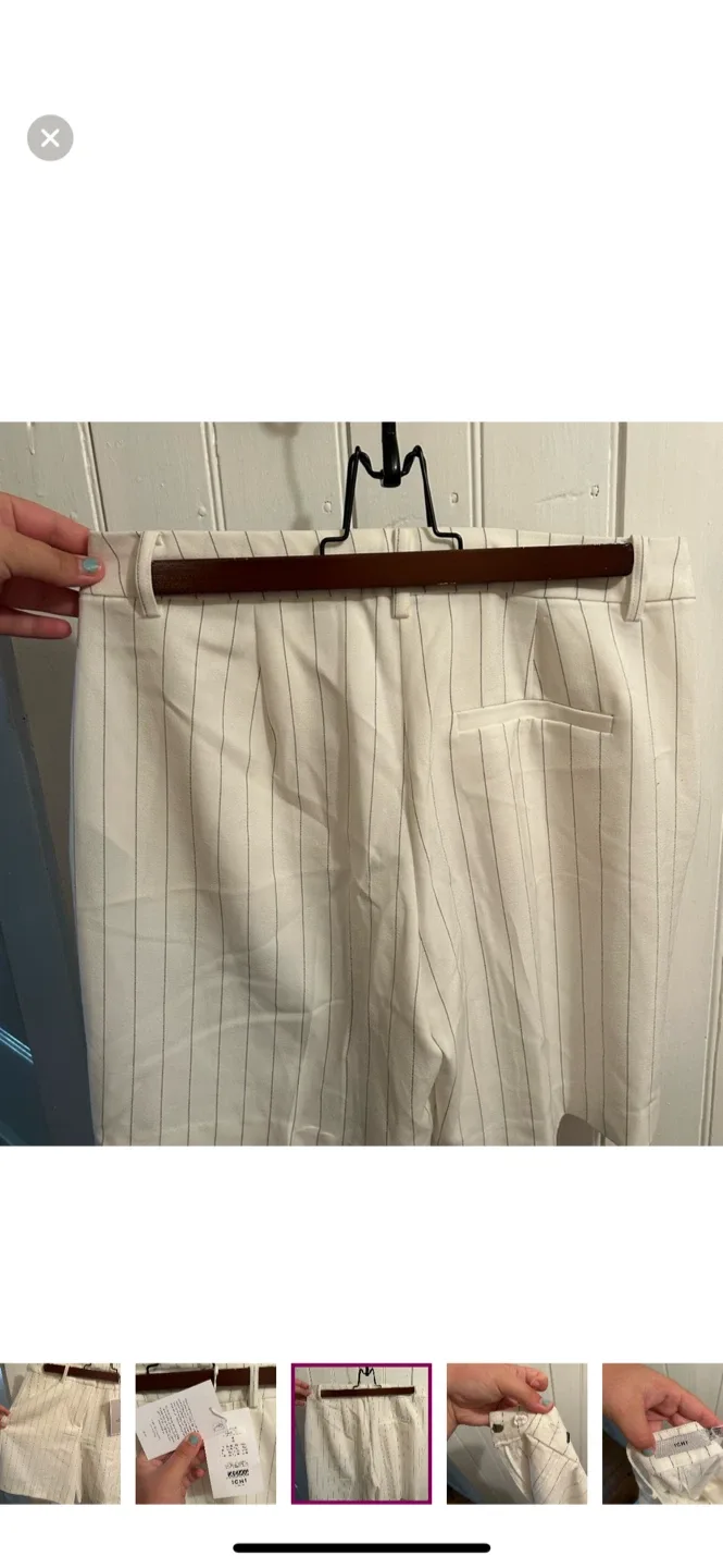 ICHI White Striped Shorts - Size 38 image indicator(4)