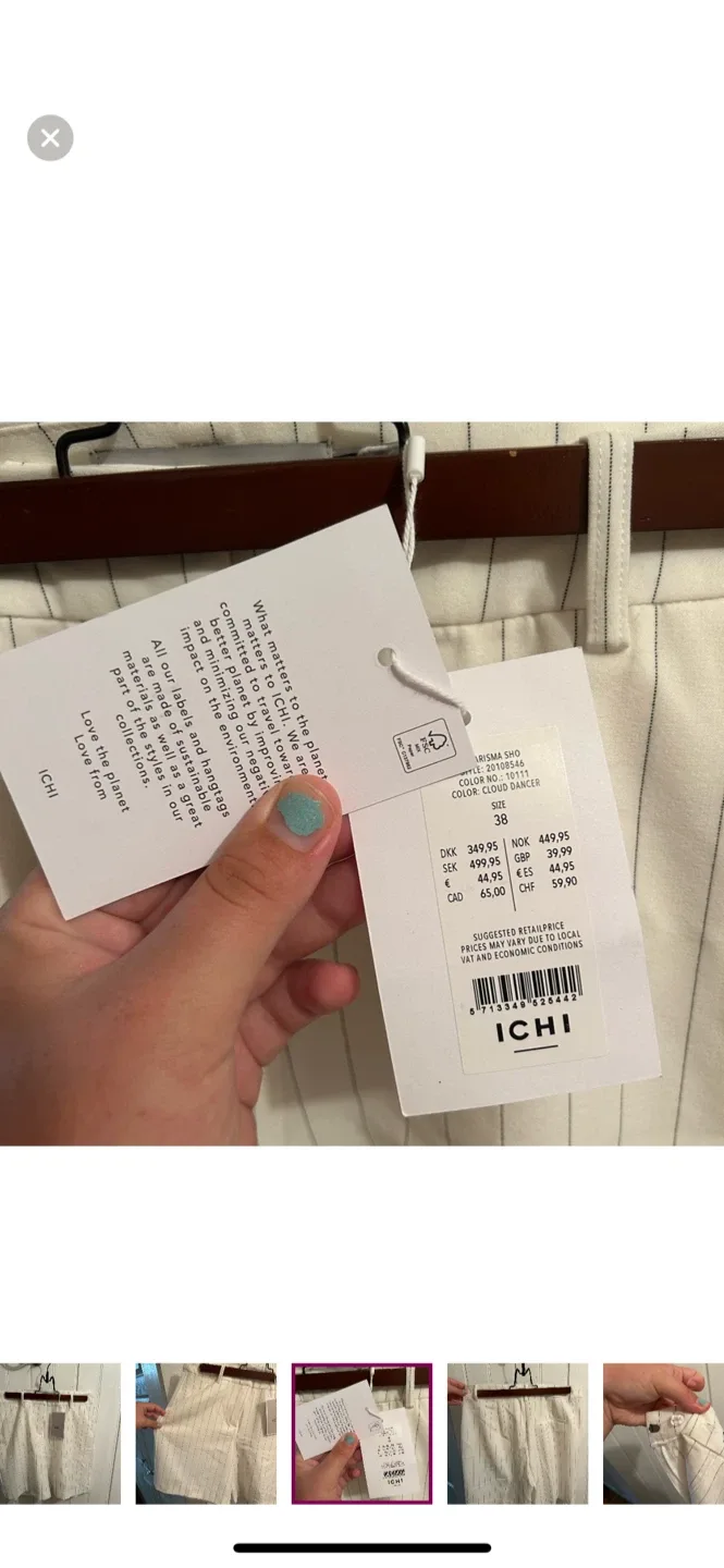 ICHI White Striped Shorts - Size 38 image indicator(3)