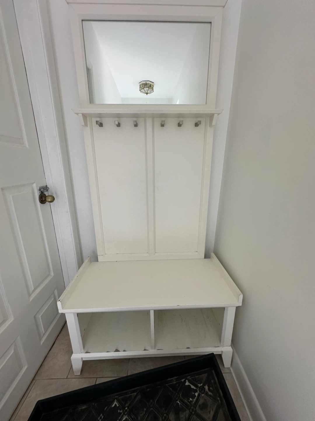 White Hall Tree with Bench & Mirror
