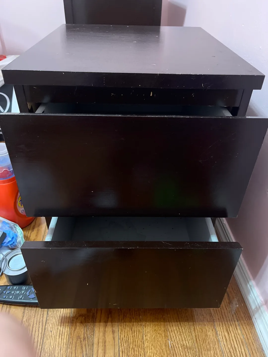 Dark Brown 2-Drawer Nightstand thumbnail