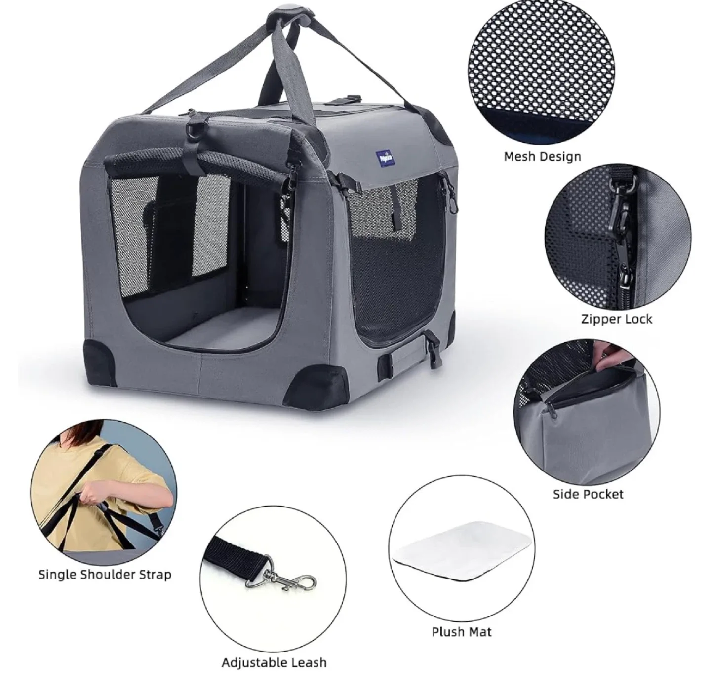 Petspico Grey Pet Carrier image indicator(3)
