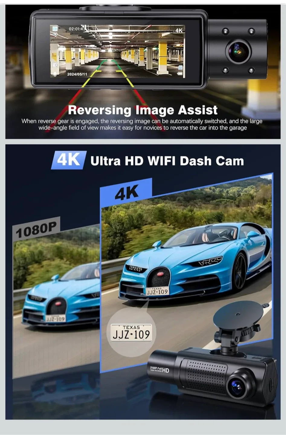 (Brand new)4K Ultra HD Dash Cam + 64GB SD image indicator(5)