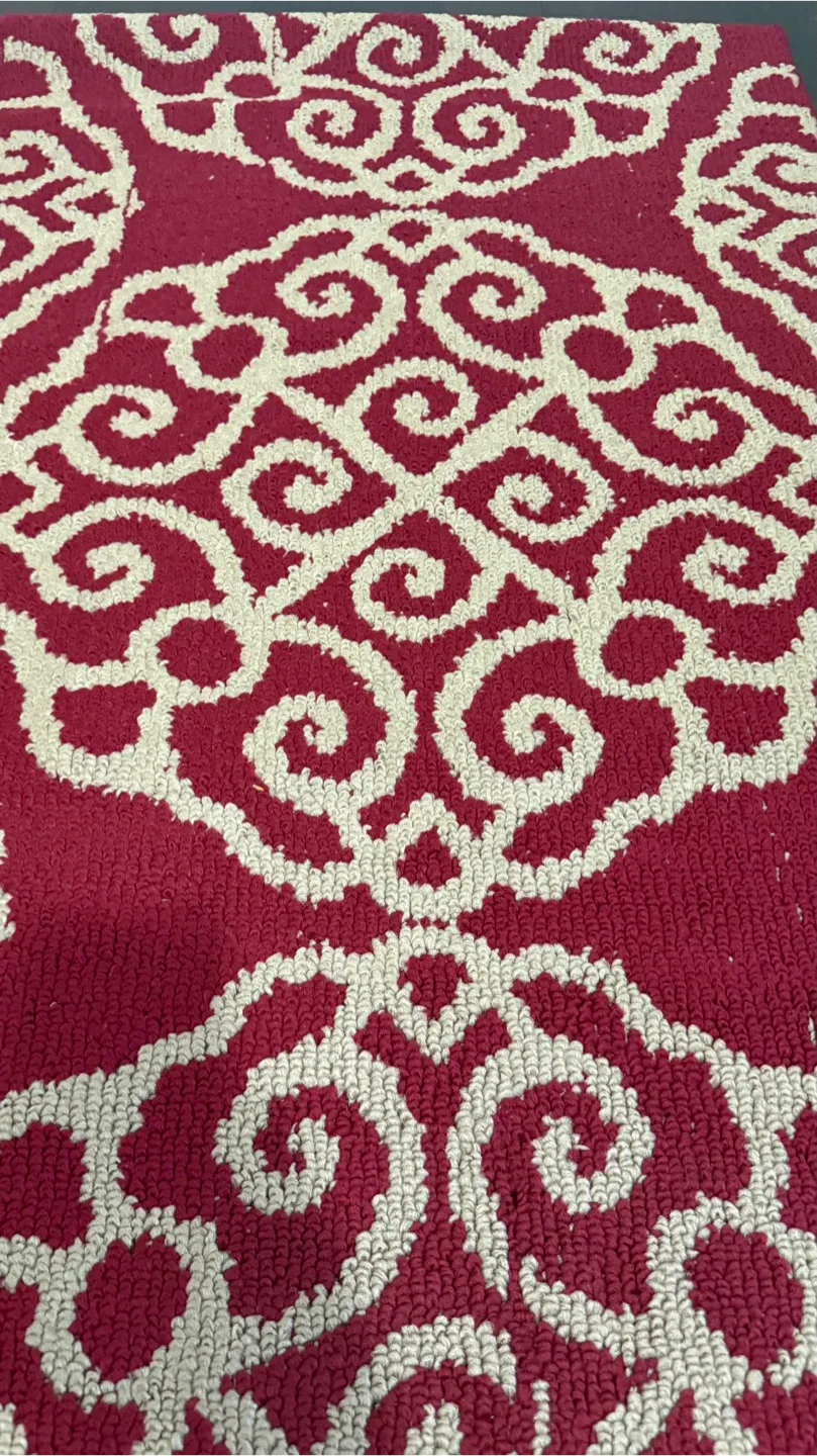 Red & Beige Patterned Rug image indicator(3)
