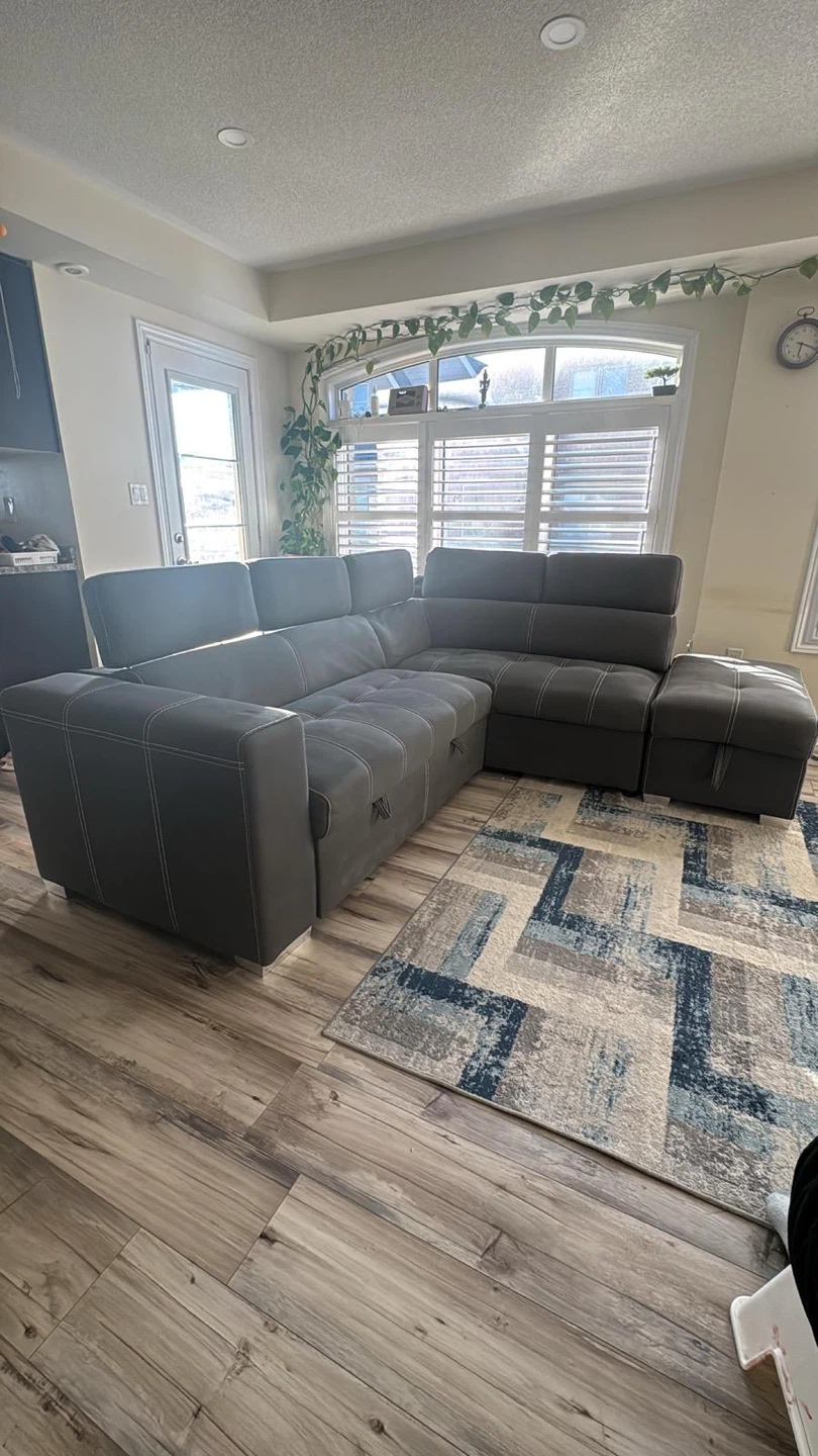 Grey Sectional Sofa with Ottoman - photo 2