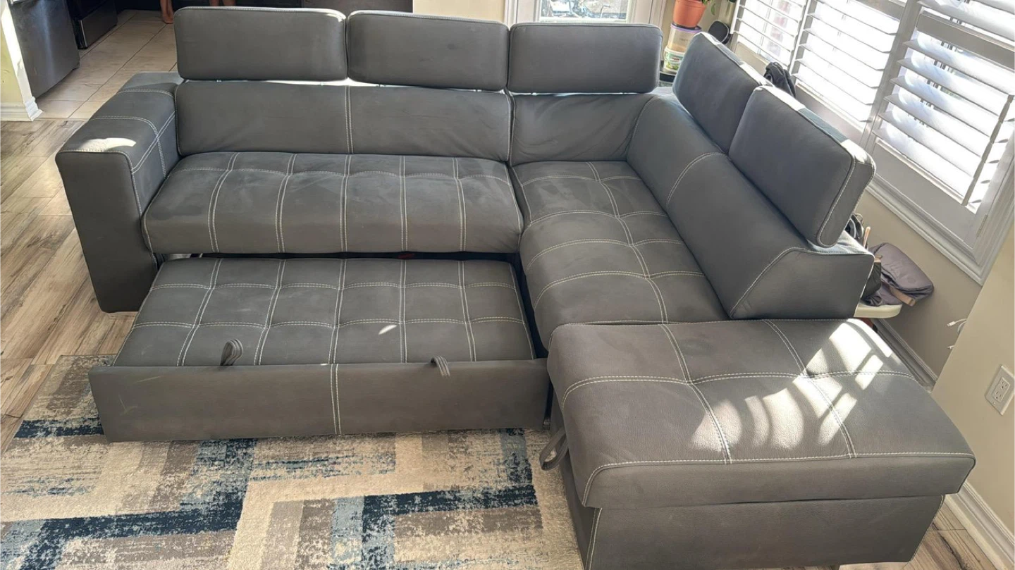 Grey Sectional Sofa with Ottoman - photo 4