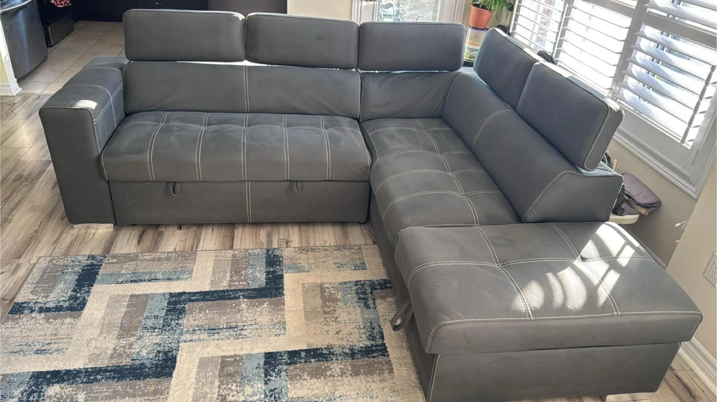 Grey Sectional Sofa with Ottoman - photo 3