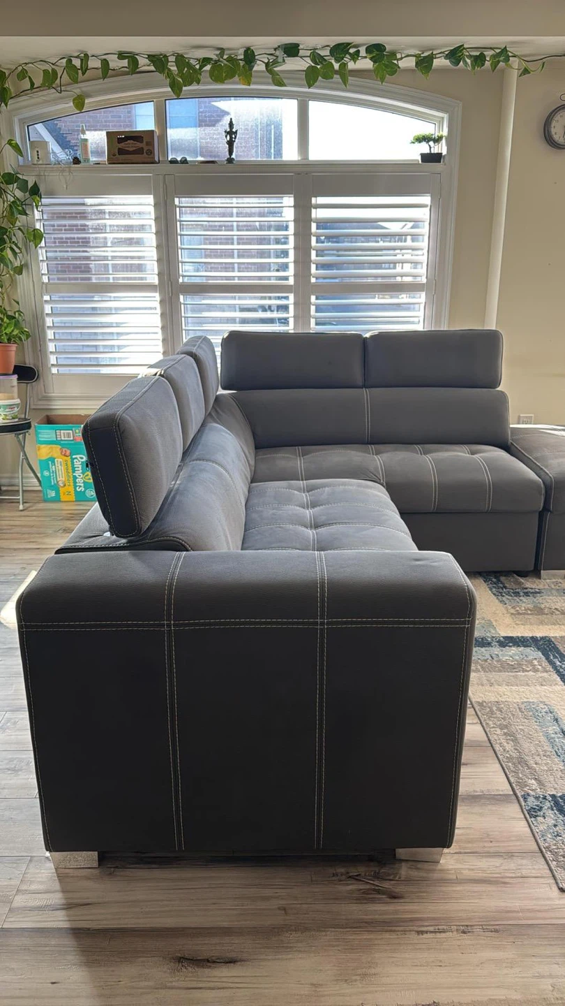 Grey Sectional Sofa with Ottoman