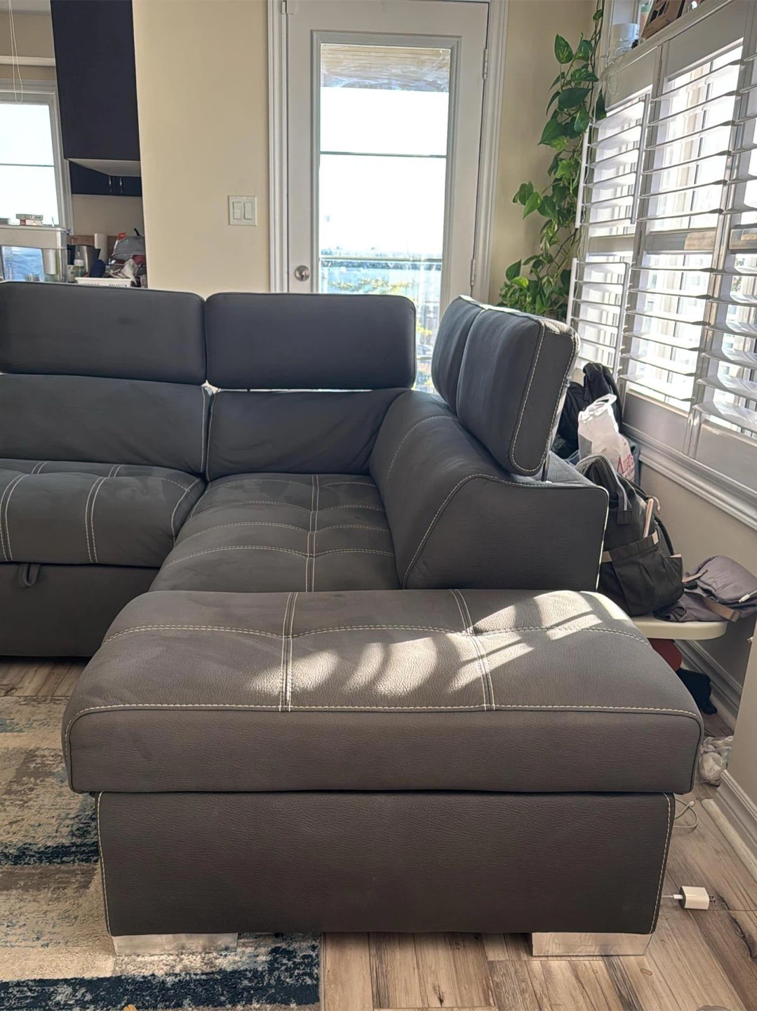 Grey Sectional Sofa with Ottoman - photo 5
