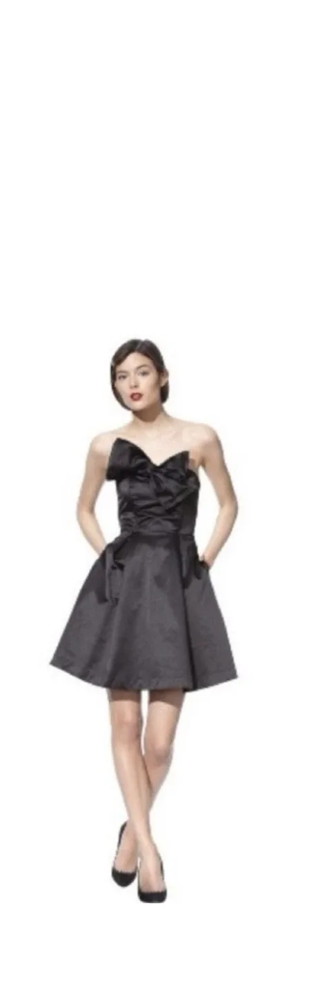 Kate Young Black Strapless Bow Dress with pockets. Size 12. thumbnail
