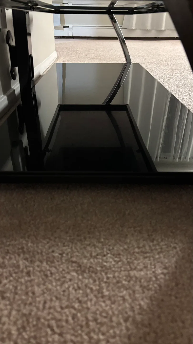 Black Glass TV Stand with Shelves image indicator(5)