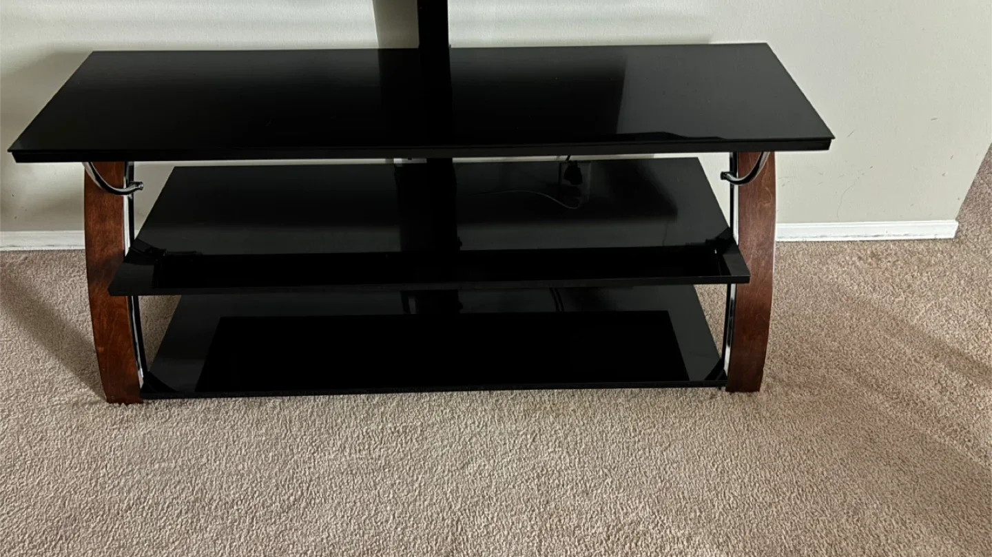 Black Glass TV Stand with Shelves image indicator(6)