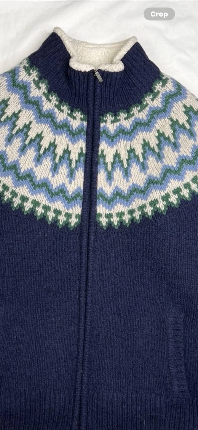 L.L.Bean Fair Isle Full-Zip Cardigan - Bright Navy, M - photo 3