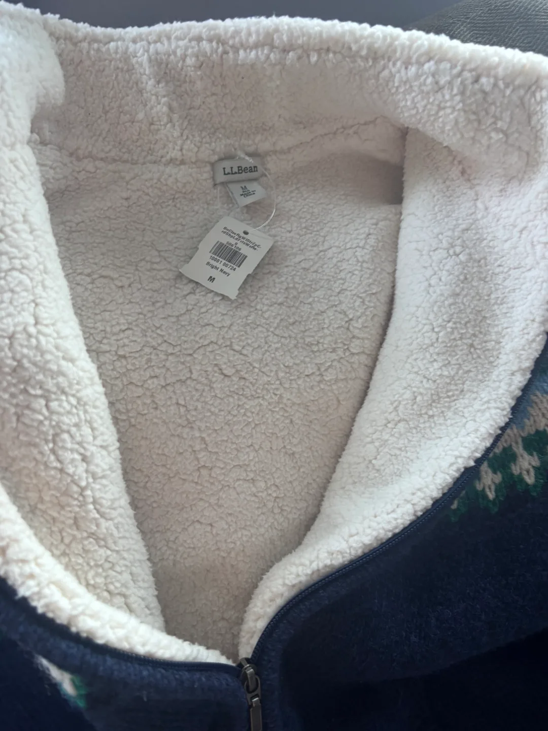 L.L.Bean Fair Isle Full-Zip Cardigan - Bright Navy, M image indicator(6)