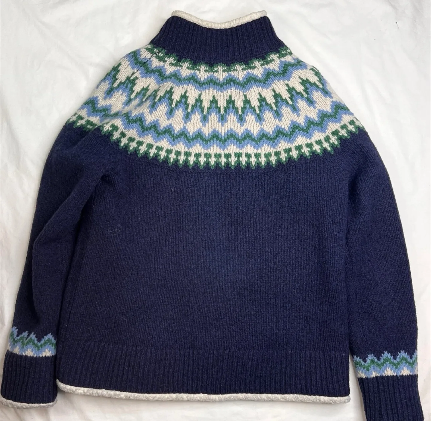 L.L.Bean Fair Isle Full-Zip Cardigan - Bright Navy, M image indicator(8)