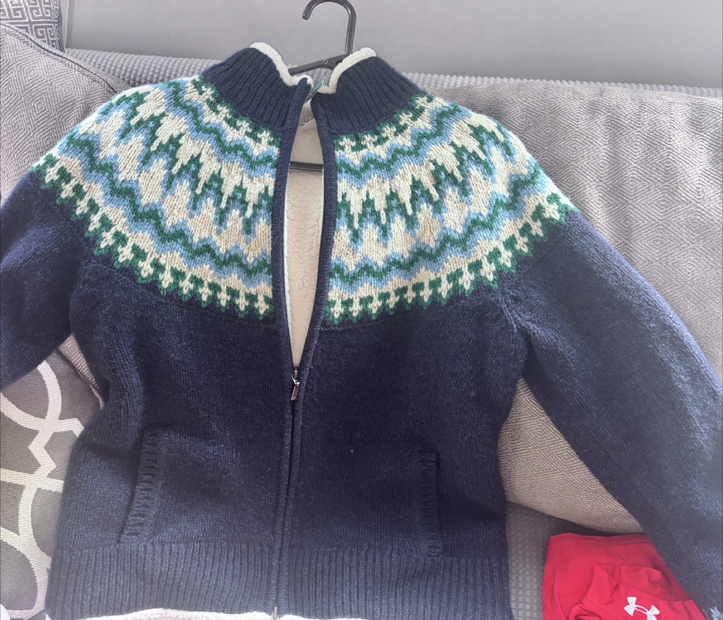 L.L.Bean Fair Isle Full-Zip Cardigan - Bright Navy, M - photo 4