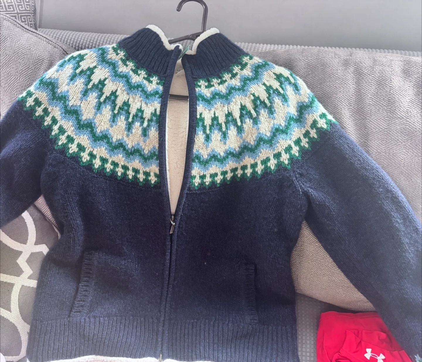 L.L.Bean Fair Isle Full-Zip Cardigan - Bright Navy, M image indicator(4)