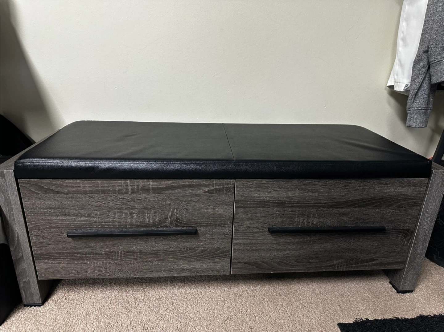 Bouclair Storage Bench - Grey Woodgrain & Black