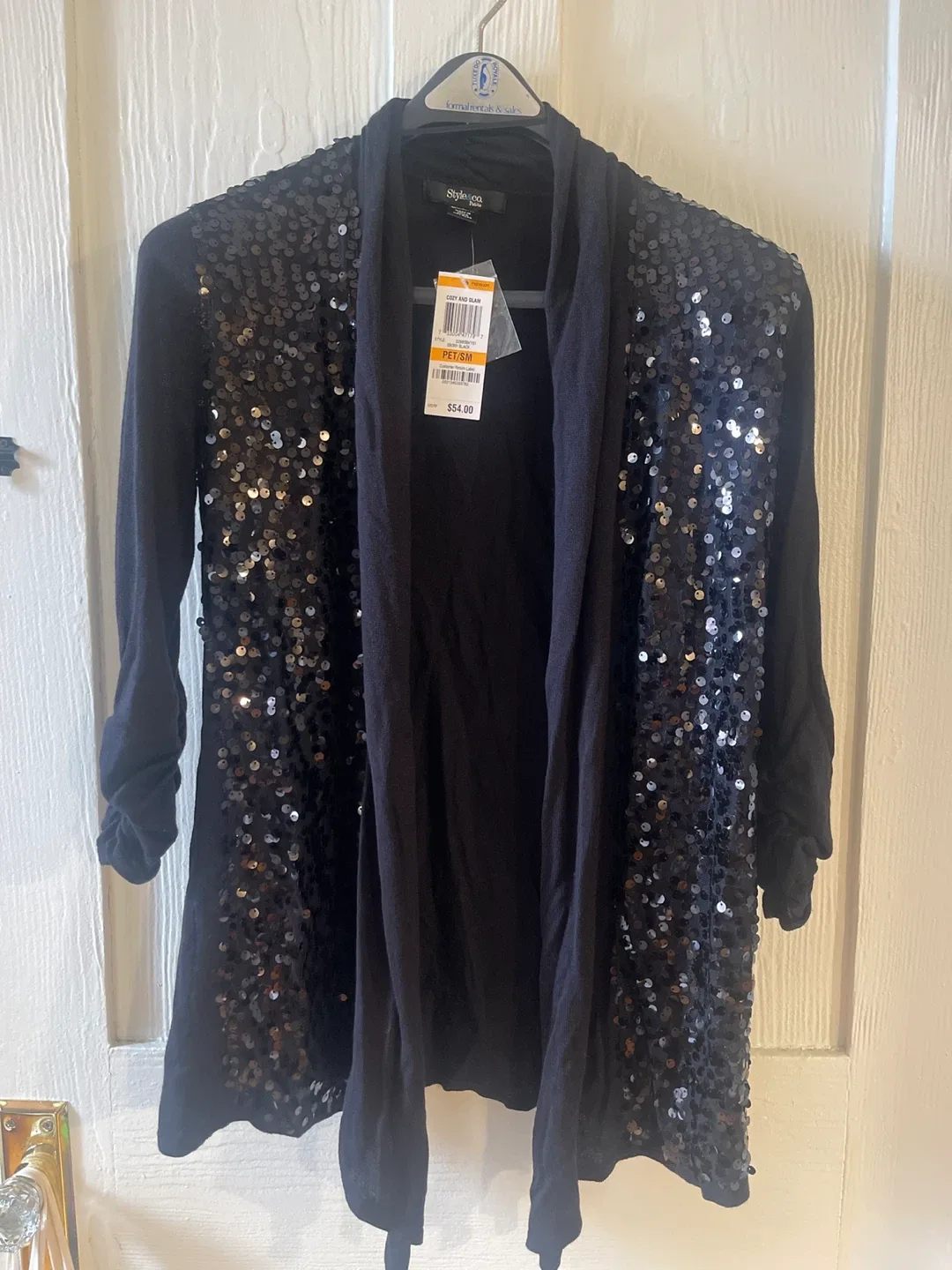 🥕Black Sequin Cardigan - Size S NWT thumbnail