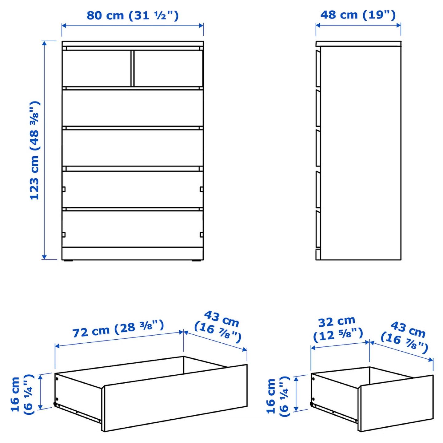 IKEA malm Black-Brown 6-Drawer Dresser - photo 2
