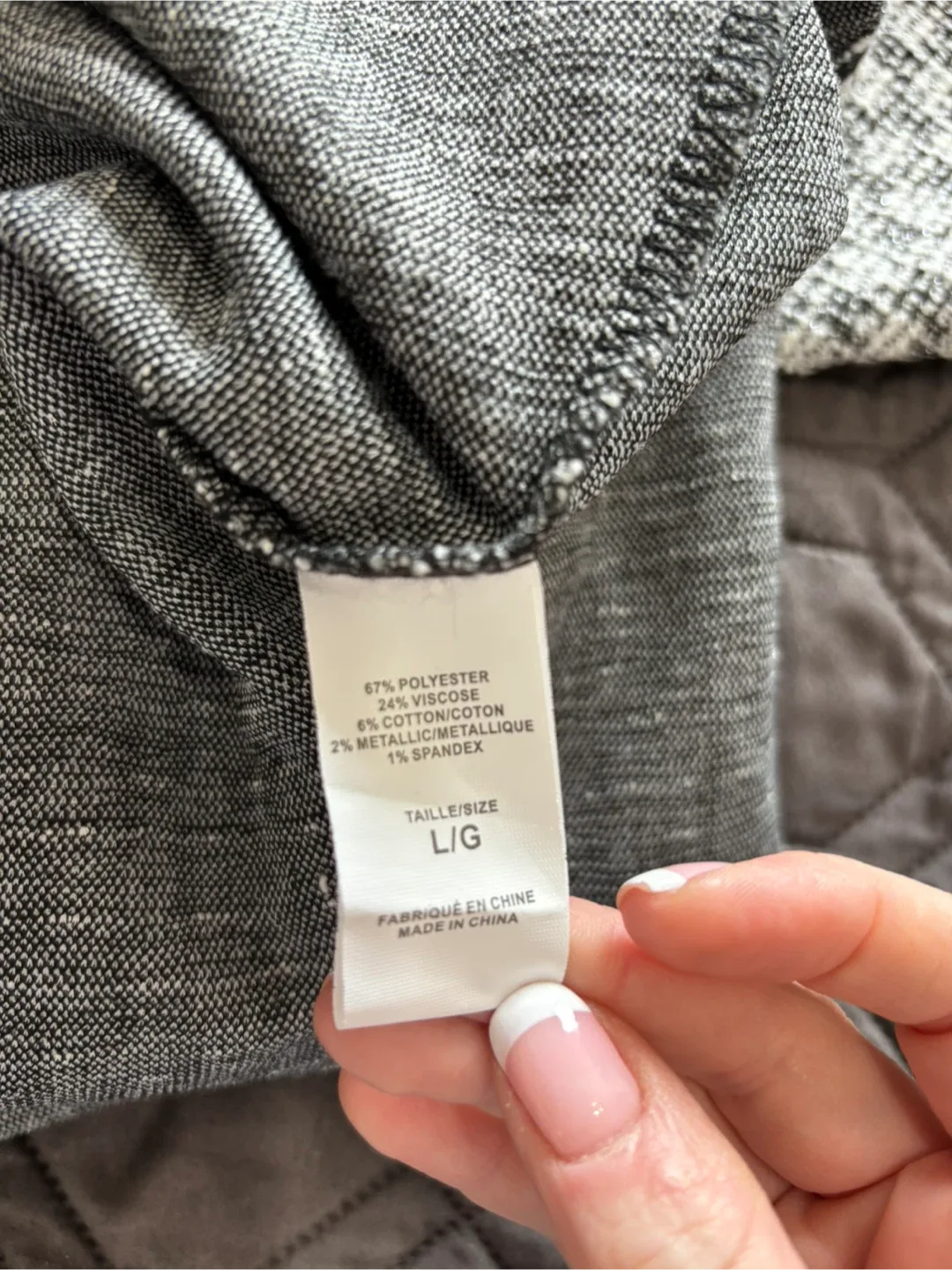 Suzy Shier Grey Patterned Dress with belt  - Size L/G image indicator(3)